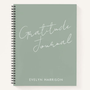 Personalised Name Gratitude Journal Sage Green