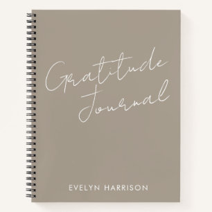 Personalised Name Gratitude Journal Taupe Brown