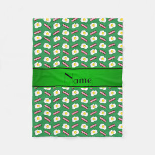 Personalised name green bacon eggs fleece blanket