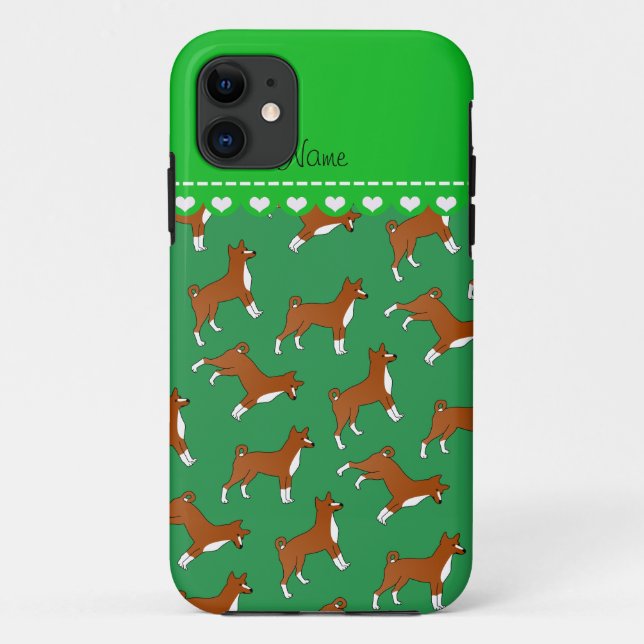 Personalised name green basenji dogs Case-Mate iPhone case (Back)