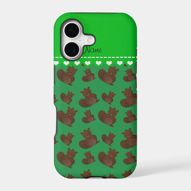 Personalised name green beaver pattern (Back)