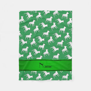 Personalised name green bull terrier dogs fleece blanket