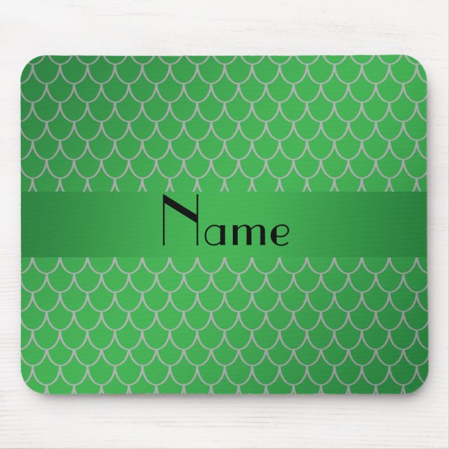 Personalised name green dragon scales mouse pad (Front)