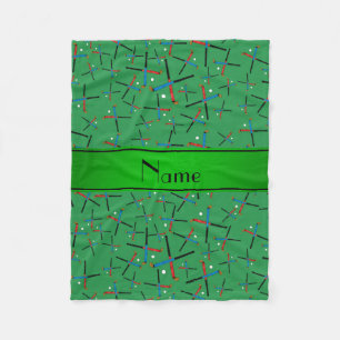 Personalised name green field hockey pattern fleece blanket