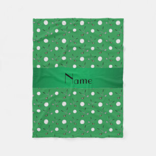 Personalised name green golf balls fleece blanket