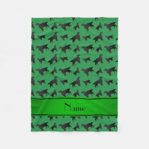Personalised name green gordon setter dogs fleece blanket