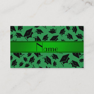 Personalised name green graduation cap calling card