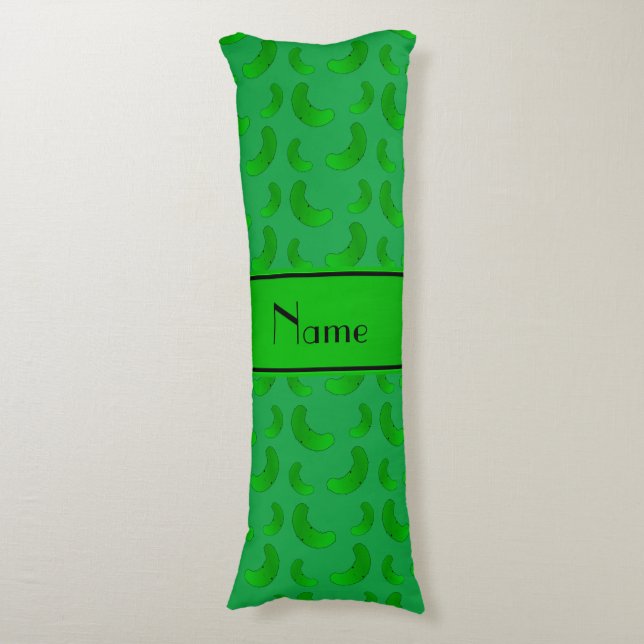 Personalised name green green pickles body cushion (Front Vertical)