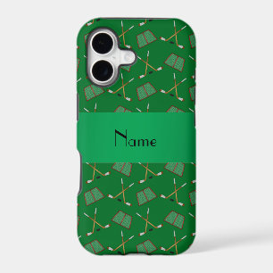 Personalised name green hockey pattern