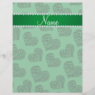 Personalised name green leopard hearts flyer