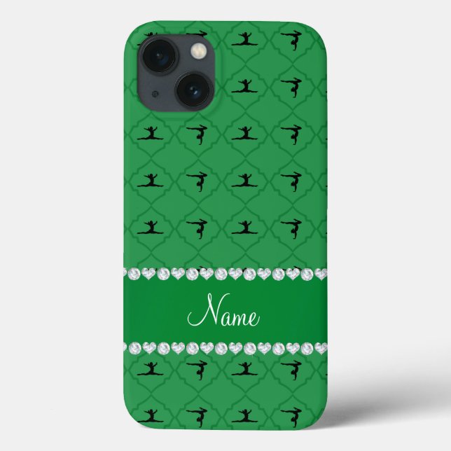 Personalised name green moroccan gymnastics Case-Mate iPhone case (Back)