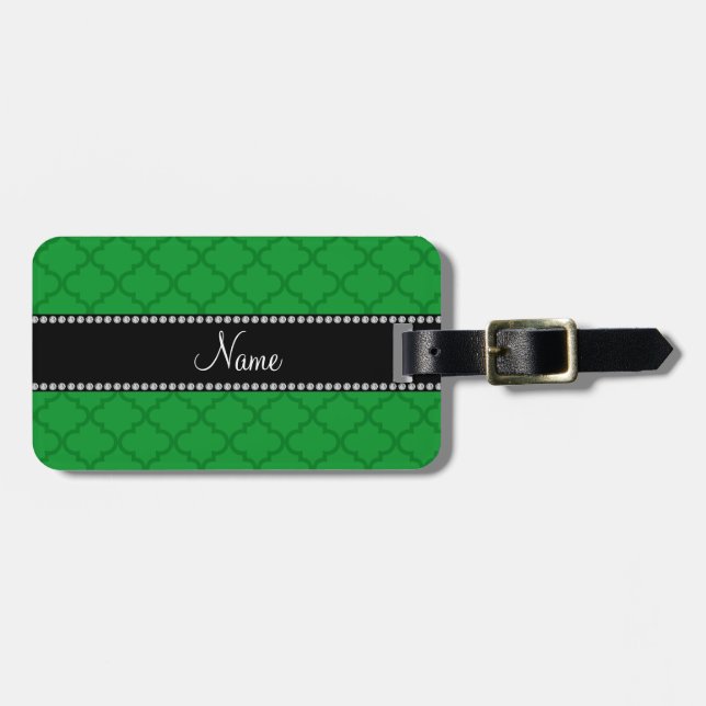 Personalised name Green moroccan Luggage Tag (Front Horizontal)