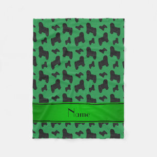 Personalised name green Puli dogs Fleece Blanket