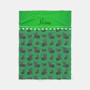 Personalised name green Skye Terrier dogs Fleece Blanket