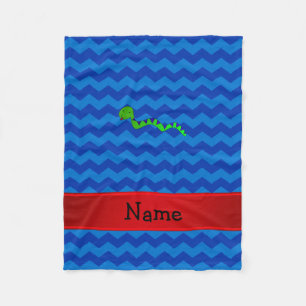 Personalised name green snake blue chevrons fleece blanket