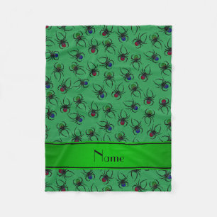 Personalised name green spiders fleece blanket