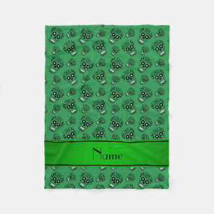 Personalised name green sugar skulls fleece blanket