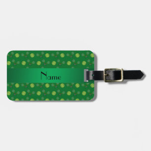 Personalised name green tennis balls luggage tag