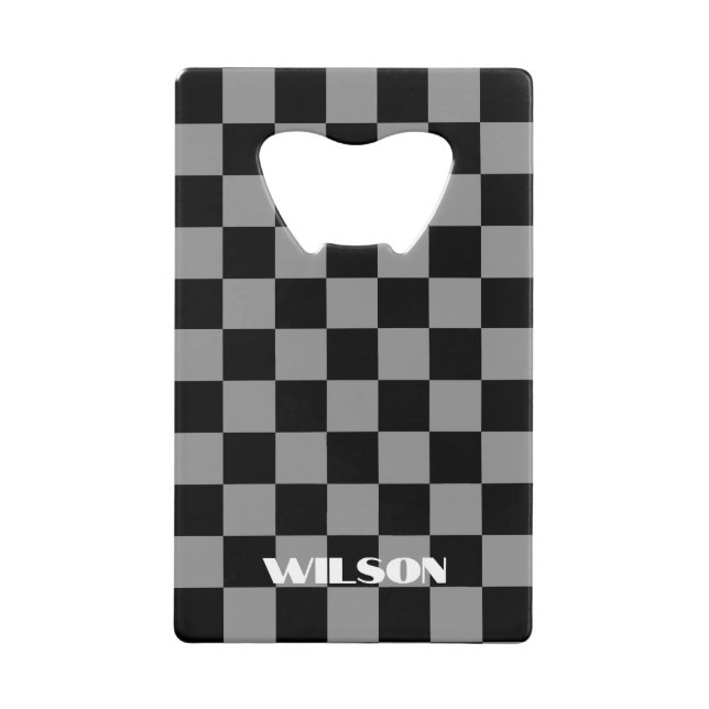personalised name grey and black chequered  (Front)