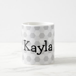 Personalised Name Grey hexagon background Coffee Mug
