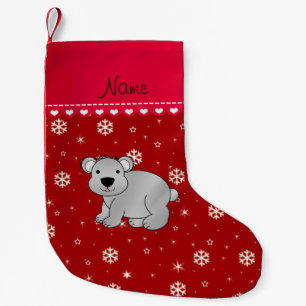 Personalised name grey koala red snowflakes small christmas stocking