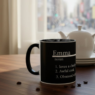 “Personalised Name Grey Satin Coffee Mug” Mug