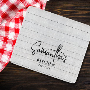 Personalised Name Grey Wood Farmhouse Kitchen Cutting Board