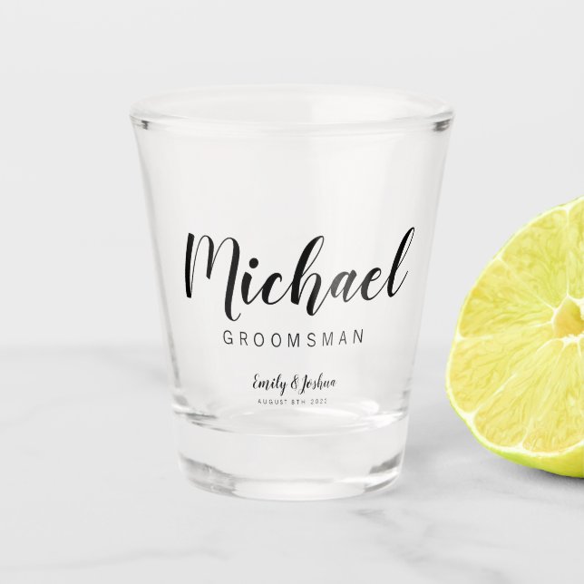 Personalised Name GROOMSMAN Shot glass (Front)