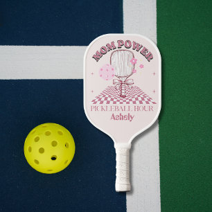 Personalised Name Groovy Retro Mum Pickleball Paddle