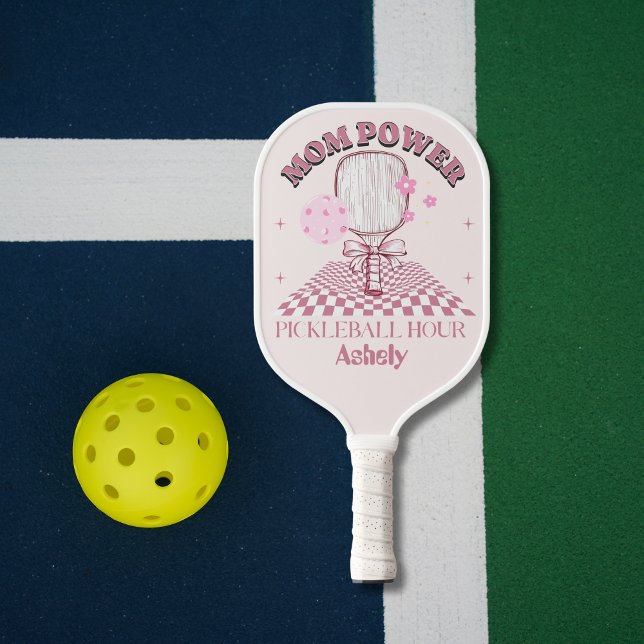 Personalised Name Groovy Retro Mum Pickleball Paddle (Creator Uploaded)
