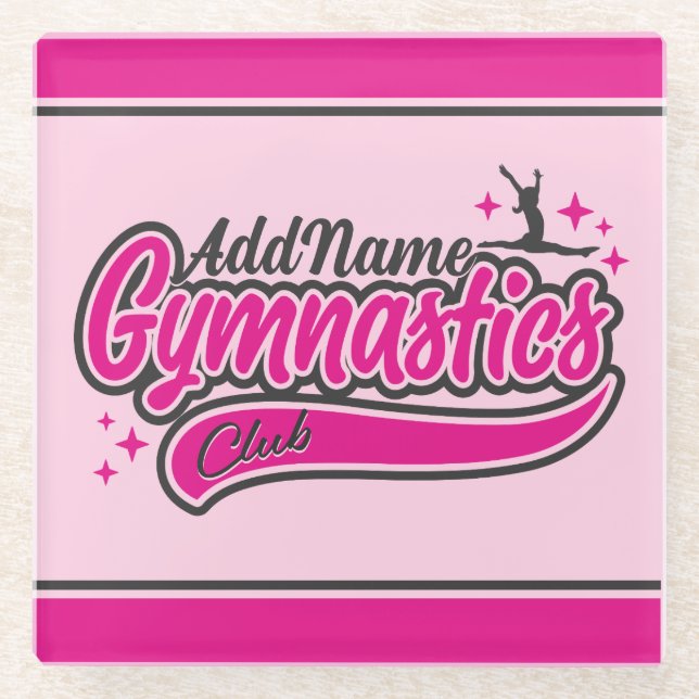 Personalised NAME Gymnast Split Leap Gymnastics Glass Coaster (Front)