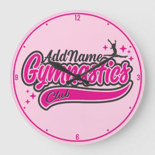 Personalised NAME Gymnast Split Leap Gymnastics Large Clock
