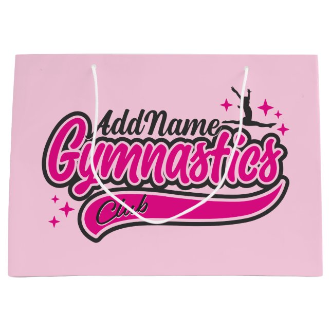 Personalised NAME Gymnast Split Leap Gymnastics  Large Gift Bag (Front)