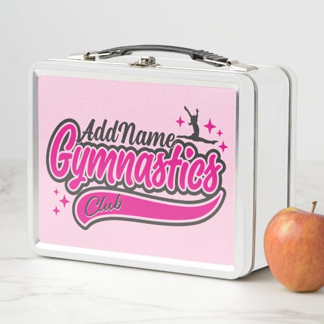 Personalised NAME Gymnast Split Leap Gymnastics  Metal Lunch Box (In Situ)
