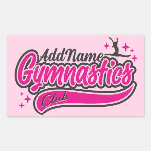 Personalised NAME Gymnast Split Leap Gymnastics  Rectangular Sticker