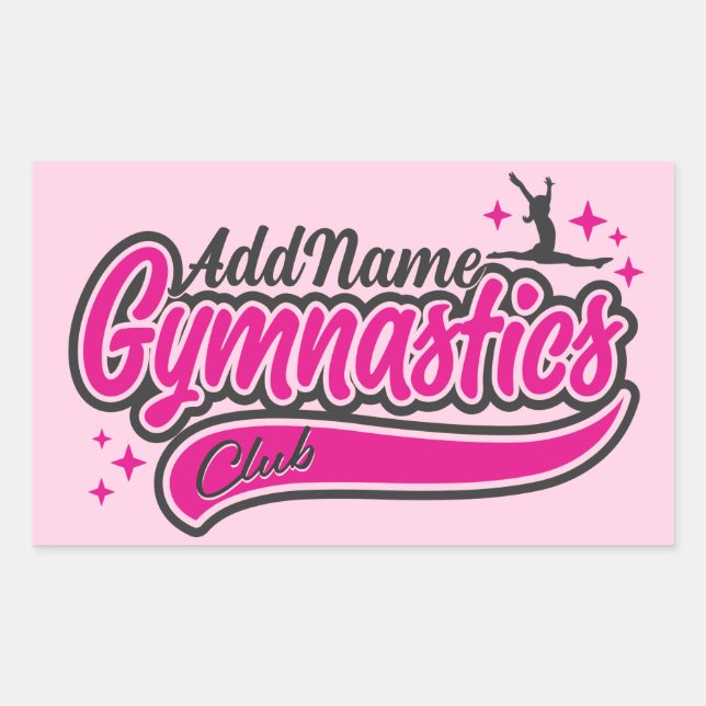 Personalised NAME Gymnast Split Leap Gymnastics  Rectangular Sticker (Front)