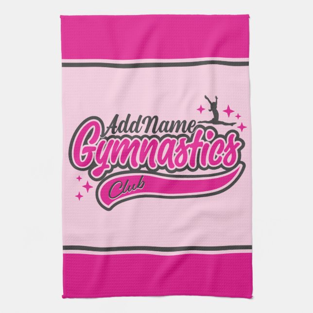 Personalised NAME Gymnast Split Leap Gymnastics  Tea Towel (Vertical)
