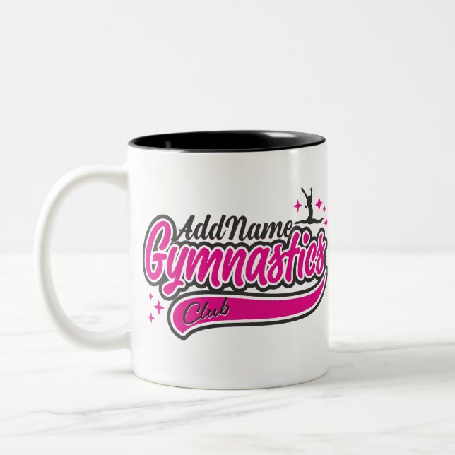 Personalised NAME Gymnast Split Leap Gymnastics  Two-Tone Coffee Mug (Left)