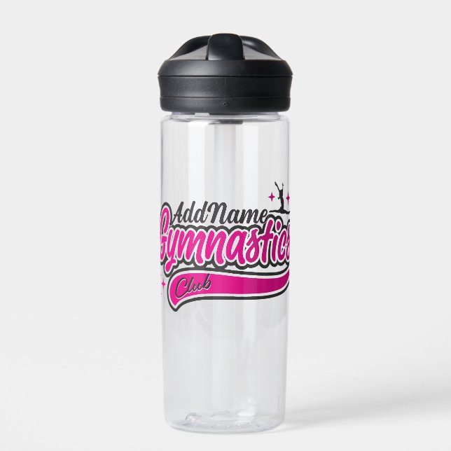Personalised NAME Gymnast Split Leap Gymnastics  Water Bottle (Front)