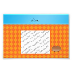 Personalised name hamster orange argyle photo print