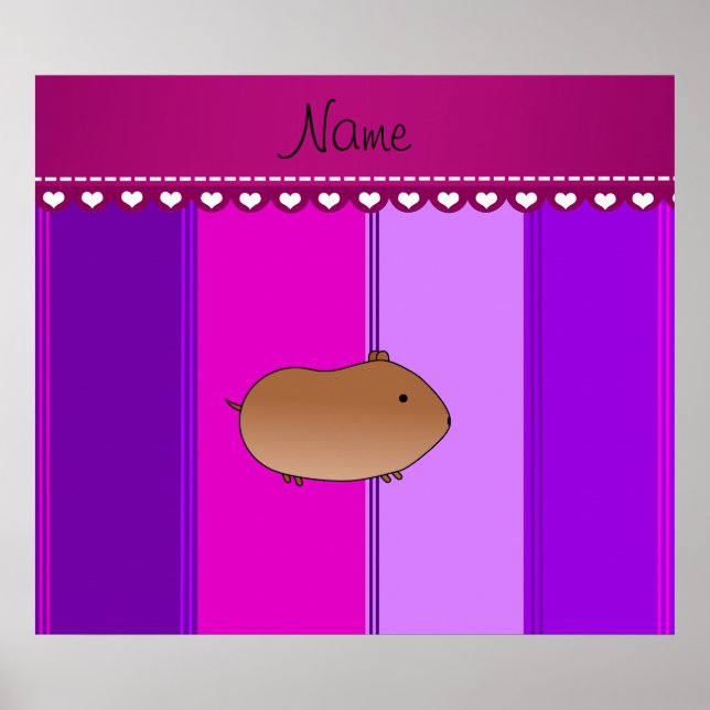 Personalised name hamster purple pink stripes poster (Front)
