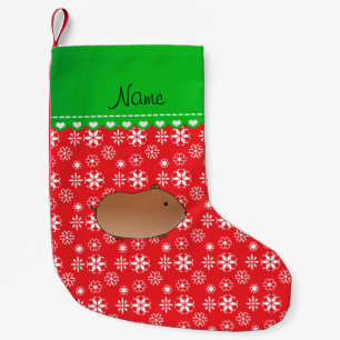 Personalised name hamster red white snowflakes small christmas stocking