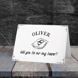 Personalised Name Hand Drawn Ring Bearer Proposal Card
