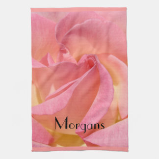 Personalised Name Hand Towels Pink Rose Flower