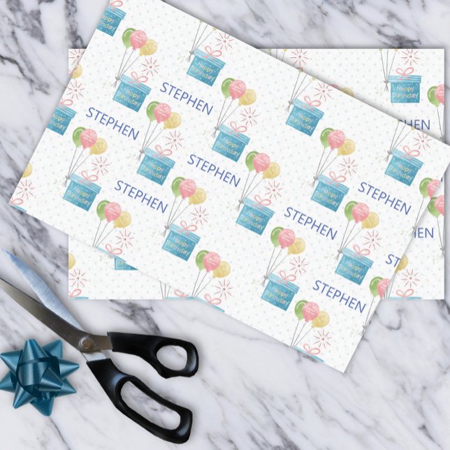 Personalised Name happy Birthday Monogram   Tissue Paper (Creator Uploaded)