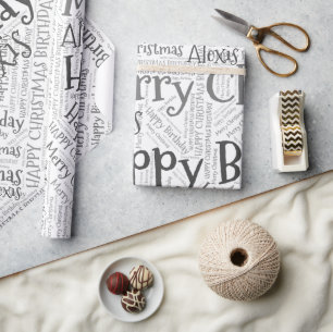 Personalised Name Happy Christmas Birthday Funny W Wrapping Paper
