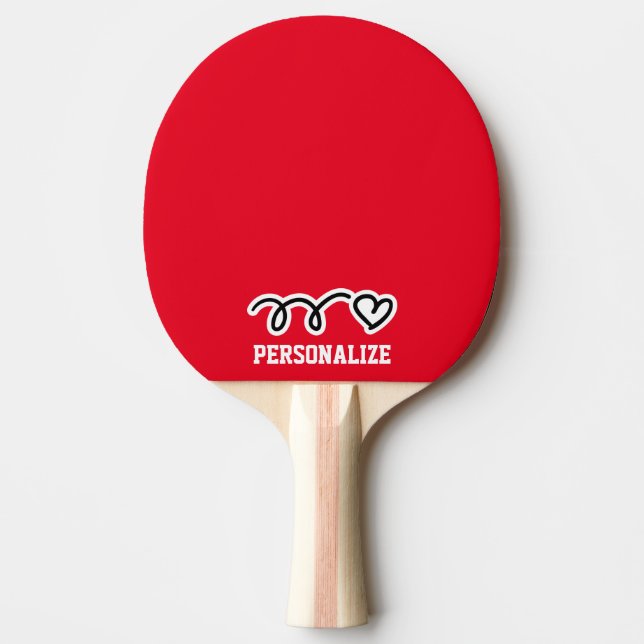 Personalised name heart design ping pong paddle (Front)