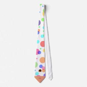 Personalised name hedgehog rainbow polkadots tie