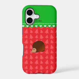 Personalised name hedgehog red Christmas trees