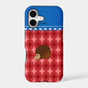 Personalised name hedgehog red retro circles